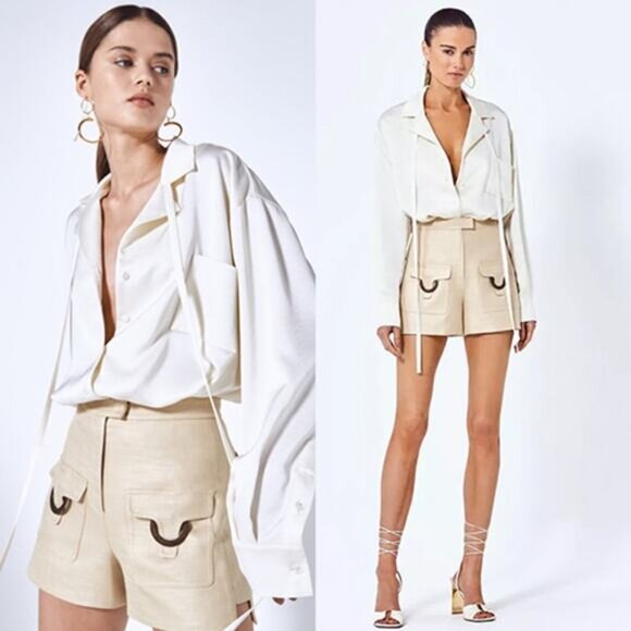 NWT Alexis Fio Cargo High Rise Waist Natural Tan Pocket Short Size: XL - Picture 8 of 8